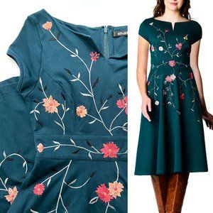 Eshakti Floral vine embroidered cotton knit dress, size 6